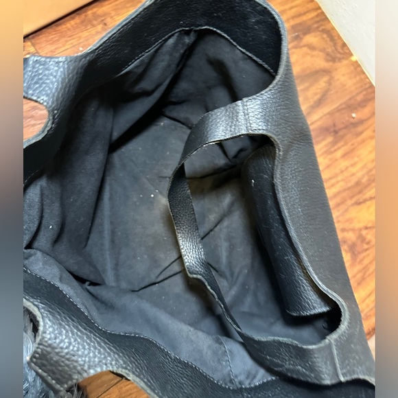 FALOR Leather Large Vintage Black pebbled leather FALOR Italy Hobo Bag nice! - Picture 6 of 11